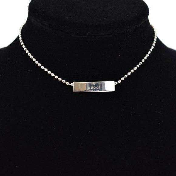 Gucci Jewelry - GUCCI: Sterling Silver, Logo Beaded Choker #1500